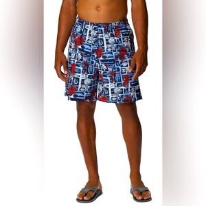 Columbia Super Backcast Water Shorts Collegiate Navy Punked Fish MD 6” Men’s Sml